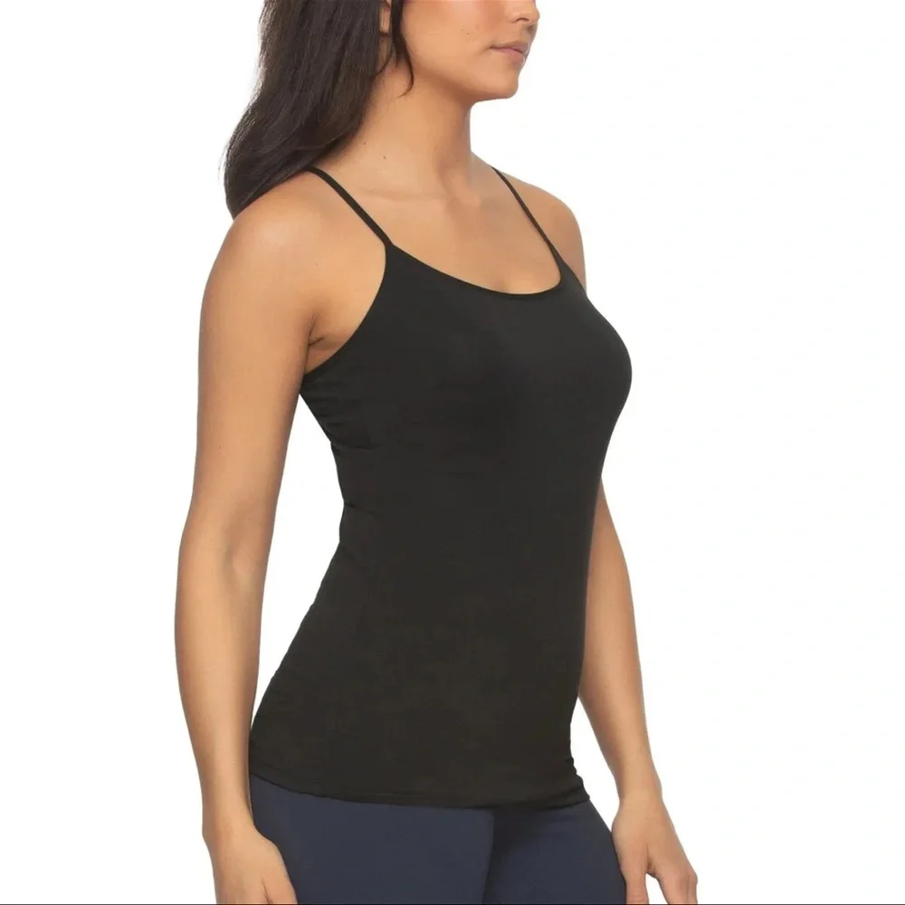 LARGE Felina Cotton Stretch Camisole Set - Black and Tan WHITE - Picture 3 of 5